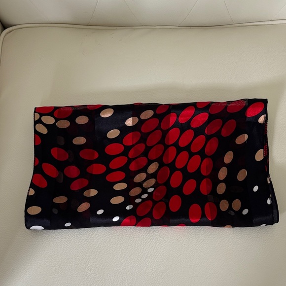 Polka Dot Scarf in Red and Black - Picture 7 of 9